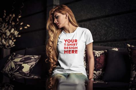 Free Young Woman T-Shirt Mockup (PSD)