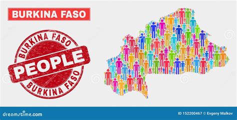 Burkina Faso Map Population People and Rubber Seal Stock Vector ...