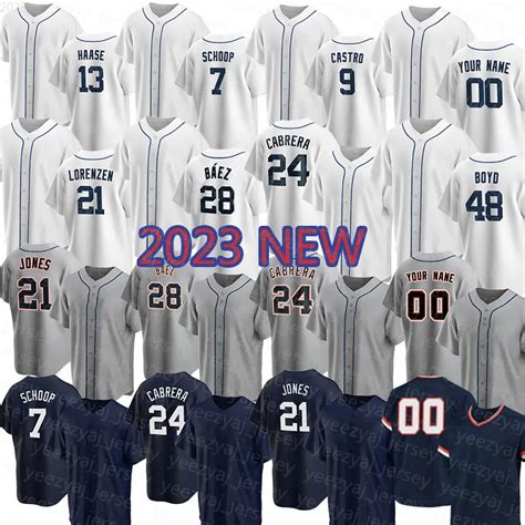 2023 Baseball Jerseys Man 28 Javier Baez Miguel Cabrera 8 Matt Vierling ...