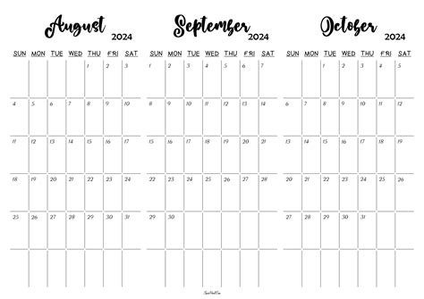 Calendar August September October 2024 - Roana Christel