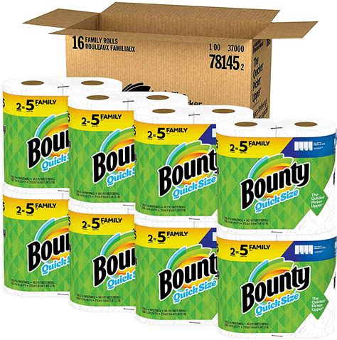 Bounty Quick-Size Paper Towels, White, Family Rolls, 16 Count (Equal to ...