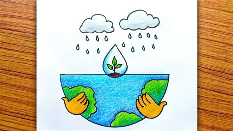 World Water Day Poster Drawing Colour Easy | Save Water Save Earth Drawing | Save Water Save ...