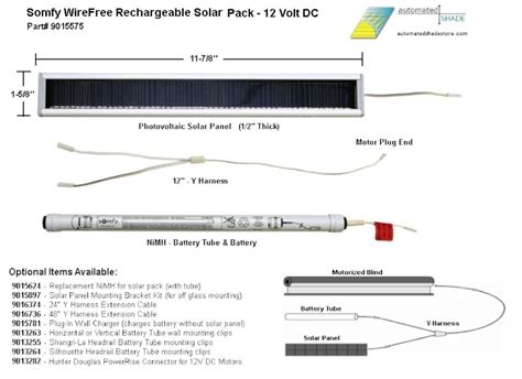 Somfy 9015575 12V DC-Volt Solar Rechargeable Battery Pack Tube / Wand - Automated Shade Online Store