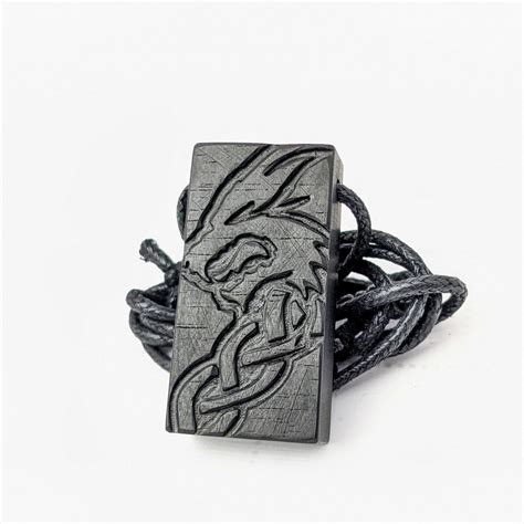 Chained Fenrir hand carved pendant in black ebony - Heathen Market