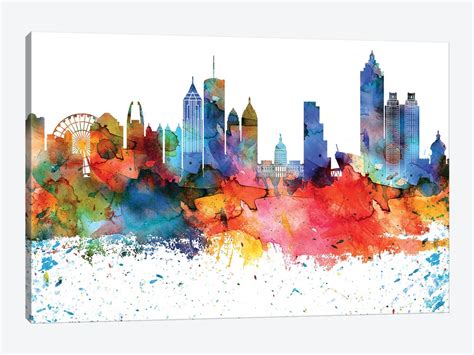 Atlanta Colorful Watercolor Skyline Can - Canvas Art | WallDecorAddict