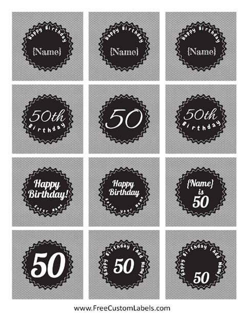 50th Birthday Cupcake Toppers - Free and Customizable