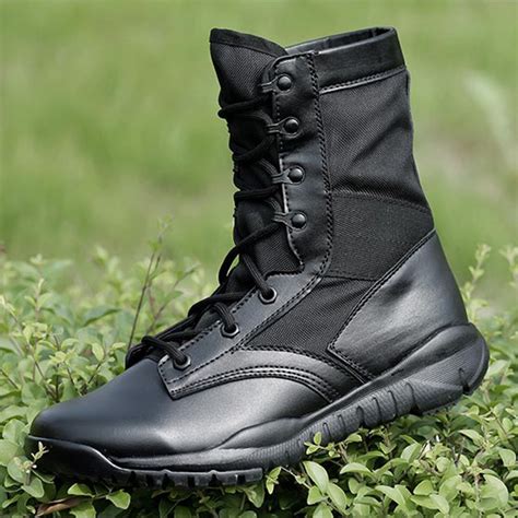 Outdoor Black Military Combat Boots Lightweight Tactical Hiking Shoes ...