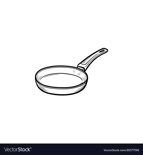 Frying pan hand drawn sketch icon Royalty Free Vector Image