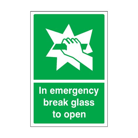 In Emergency Break Glass To Open Sticker | Safety-Label.co.uk