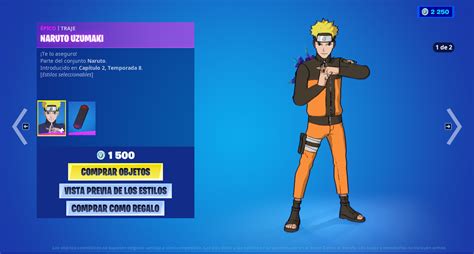 Precio y detalles de las skins de Naruto en Fortnite