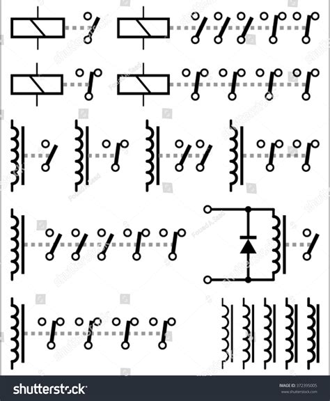 Electromechanical Relay Symbols Stock Vector 372395005 - Shutterstock