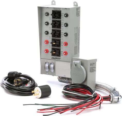 RELIANCE CONTROLS 31410CRK Pro/Tran 10-Circuit 30 Amp Generator Transfer Switch Kit,Gray ...