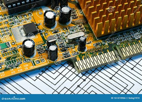 Closeup of Electronic Components, Printed Circuit Board, Unit, Part, Circuit Diagram, Computer ...