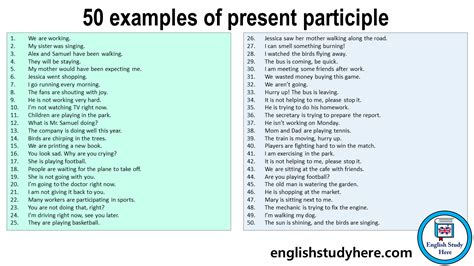 50 Examples of Present Participle in English - English Study Here