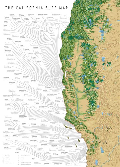 The California Surf Map - 126 great surf spots, 1 amazing map. | Surf maps, California surf ...