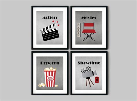 Movie Theater Decor, Printable Wall Art, Home Theater Wall Decor, Movie ...