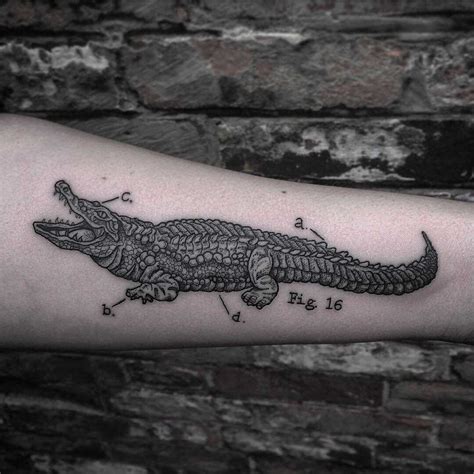 Black and grey alligator tattoo - Tattoogrid.net