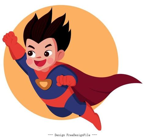 Kid superman flying cute cartoon character vector graphics free download