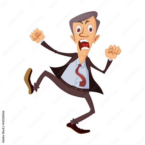 Cartoon businessman get angry and stomping feet Stock Vector | Adobe Stock