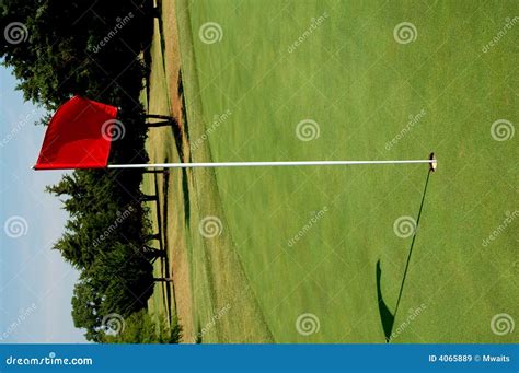 Golf Course Green with Flag Stock Image - Image of green, grass: 4065889