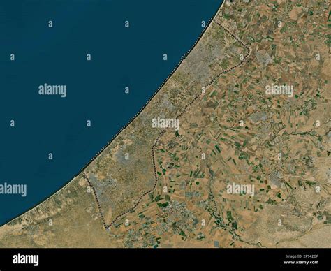 Gaza Strip, region of Palestine. High resolution satellite map Stock ...