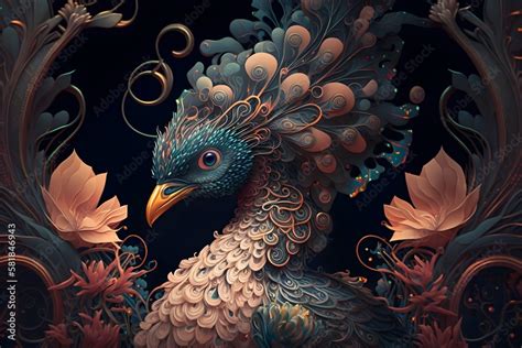 peacock head close up Stock Illustration | Adobe Stock