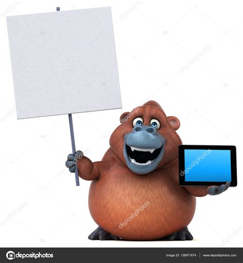 Cartoon character holding tablet Stock Photo by ©julos 138971674