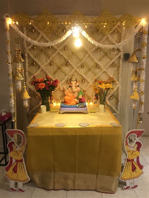 Pin by aditi khursange on Ganpati | Ganpati decoration at home, Ganpati decoration design ...