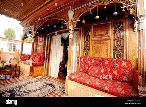 Interior of houseboat ; Srinagar ; Jammu and Kashmir ; India Stock Photo - Alamy