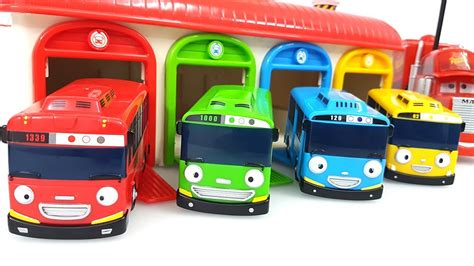 Tayo the little bus Garage Toy & Learn Colors from Car Toys - YouTube