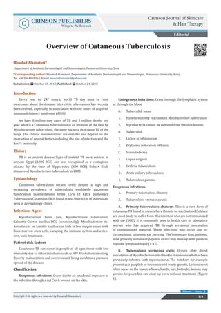 Crimson Publishers-Overview of Cutaneous Tuberculosis | PDF