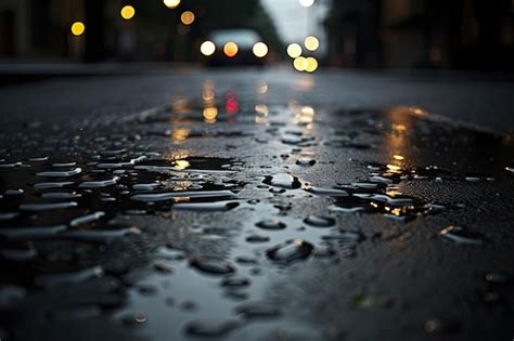 Premium AI Image | Torrential rain falls on pavement