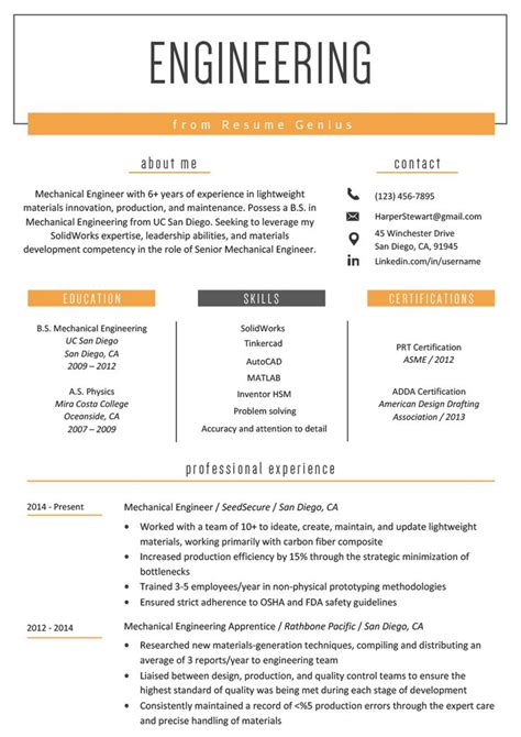 Engineering Resume Example & Writing Tips | Resume Genius | Engineering resume, Engineering ...