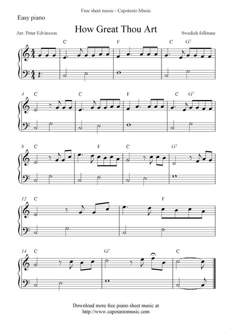 Free Sheet Music Scores: Free easy piano sheet music, How Great Thou Art | Piano sheet music ...