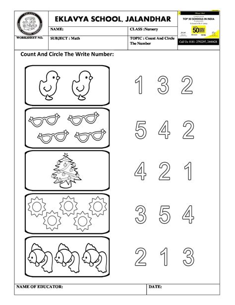 Count And Circle The Correct Number Worksheet