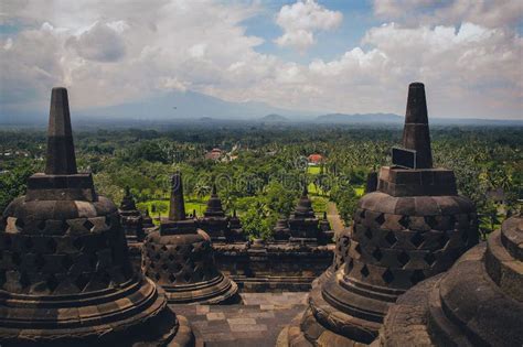 Stupas in Temple of Borobudur Stock Image - Image of indonesian ...