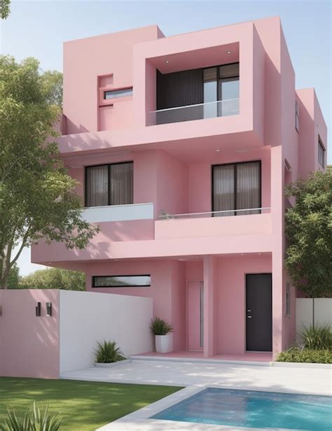 Premium AI Image | Modern pink house architecture design with elegant ...