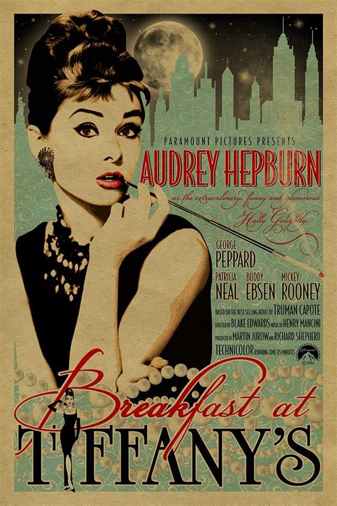 Audrey Hepburn in Breakfast at Tiffany's Poster - Etsy | George peppard, Audrey hepburn, Comedy ...