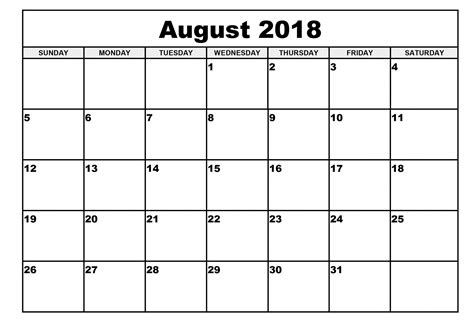 August Month Calendar 2018 Printable | October calendar, August calendar, August month calendar