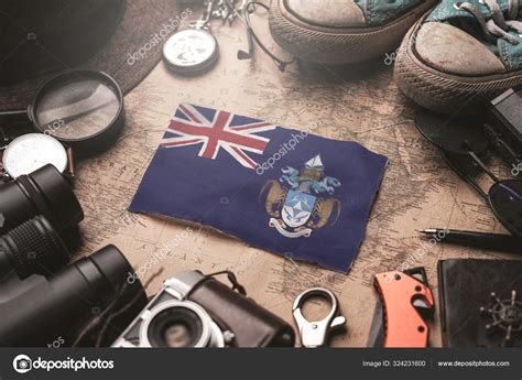 Tristan da Cunha Flag Between Traveler's Accessories on Old Vint ...