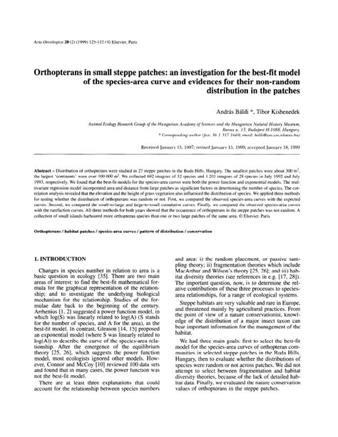 (PDF) Orthopterans in small steppe patches: An investigation for the best-fit model of the ...