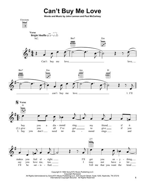 Can't Buy Me Love Sheet Music | The Beatles | Ukulele