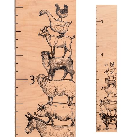 Farm Animals Wooden Growth Chart | Farmhouse Wood Height Chart ...