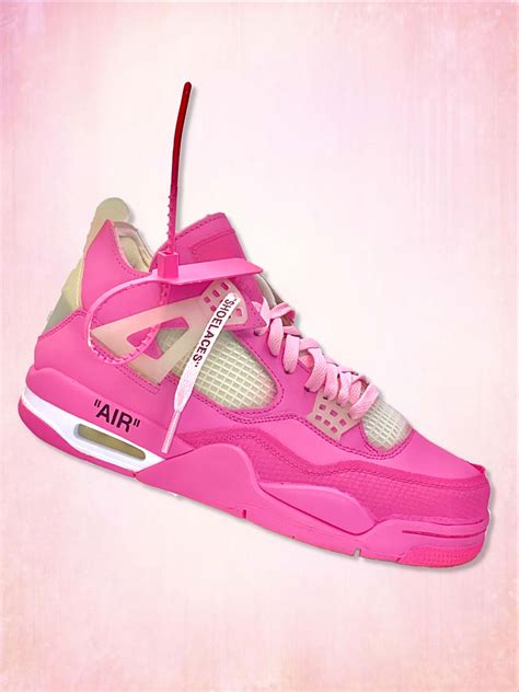 Custom Pink Nike Air Jordan Retro 4 x OFF-WHITE — Q's Custom Sneakers