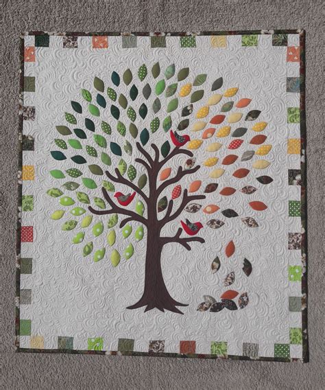 Four seasons tree quilt wall hanging, I just finished! | Family tree quilt, Flower quilts ...