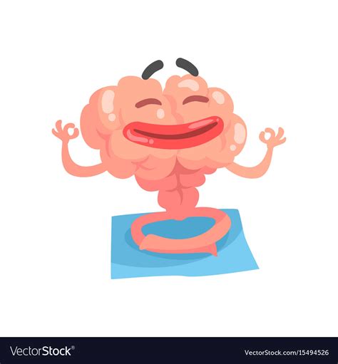 Relaxed humanized cartoon brain character Vector Image