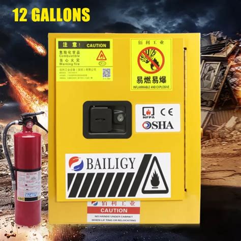 12 GALLON FIREPROOF Safety Storage Welded Cabinet Bin Flammable Liquid ...