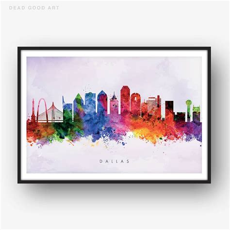 Dallas Skyline Watercolor at PaintingValley.com | Explore collection of ...