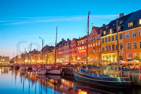 The Nyhavn Canal at night in Copenhagen | Stock image | Colourbox