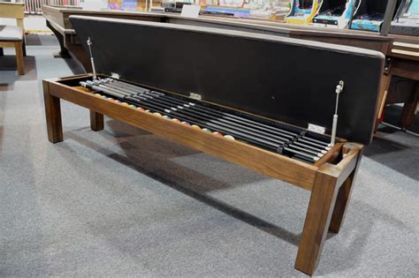 Signature Upholstered Pool Table Storage Bench - Walnut | Home Leisure ...